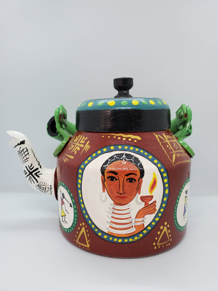 Hand Painted Tea Pot Brown